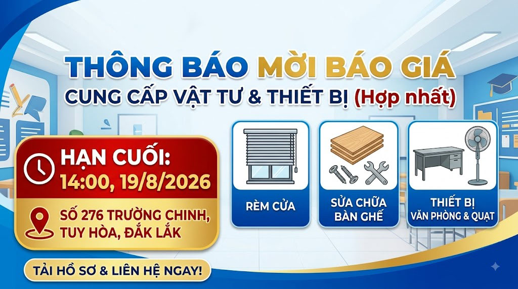THÔNG BÁO: Mời báo giá cung cấp vật tư phục vụ hoạt động và sửa chữa thiết bị (Tháng 8/2026)