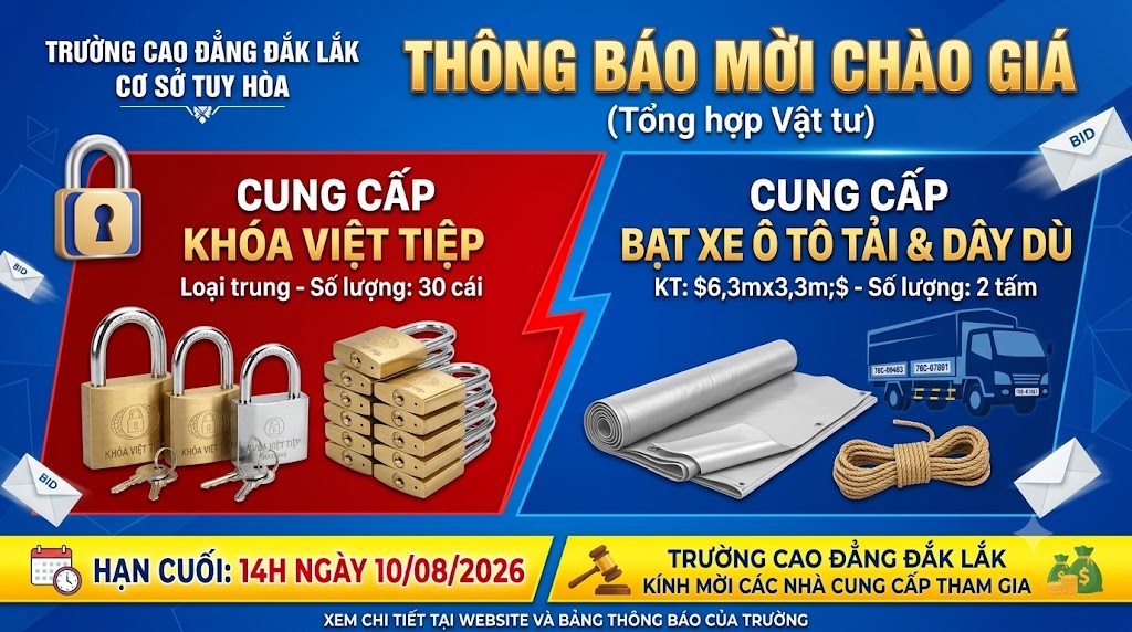 THÔNG BÁO MỜI CHÀO GIÁ: Cung cấp Khóa Việt Tiệp và Bạt xe ô tô tải