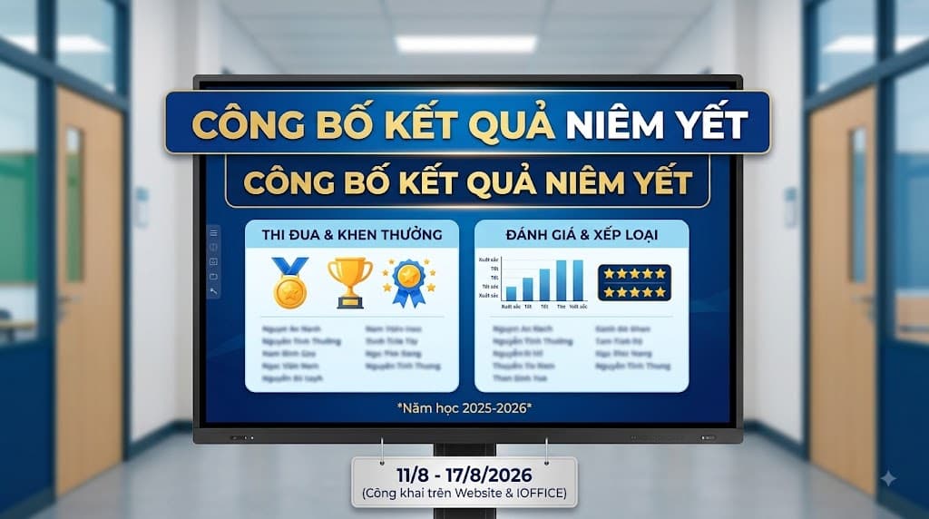 Thông báo Về việc niêm yết công khai kết quả Thi đua - Khen thưởng và Đánh giá, xếp loại chất lượng năm học 2025-2026