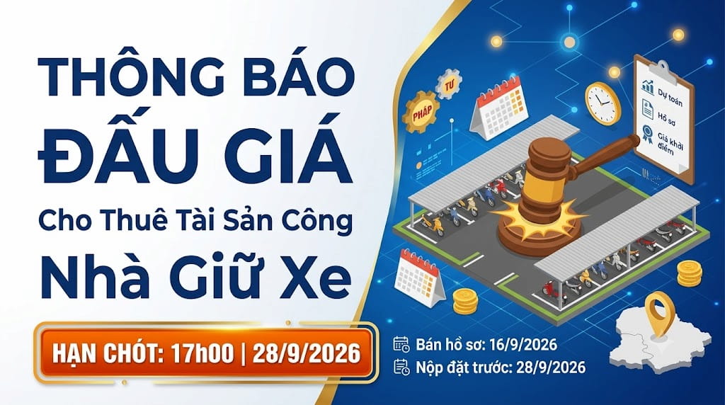 Thông báo Về việc đấu giá tài sản cho thuê nhà giữ xe học sinh, sinh viên tại Cơ sở 4